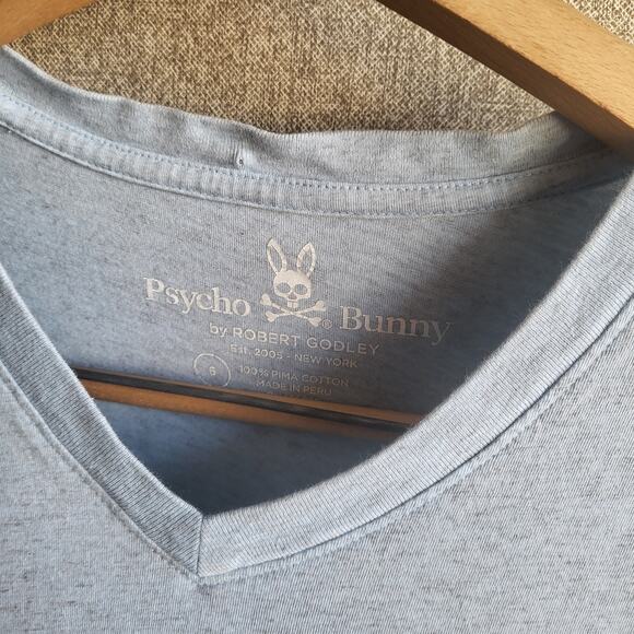 Mens Psycho Bunny v-neck blue 6 large 100% Pima cotton tee t shirt - Picture 6 of 6